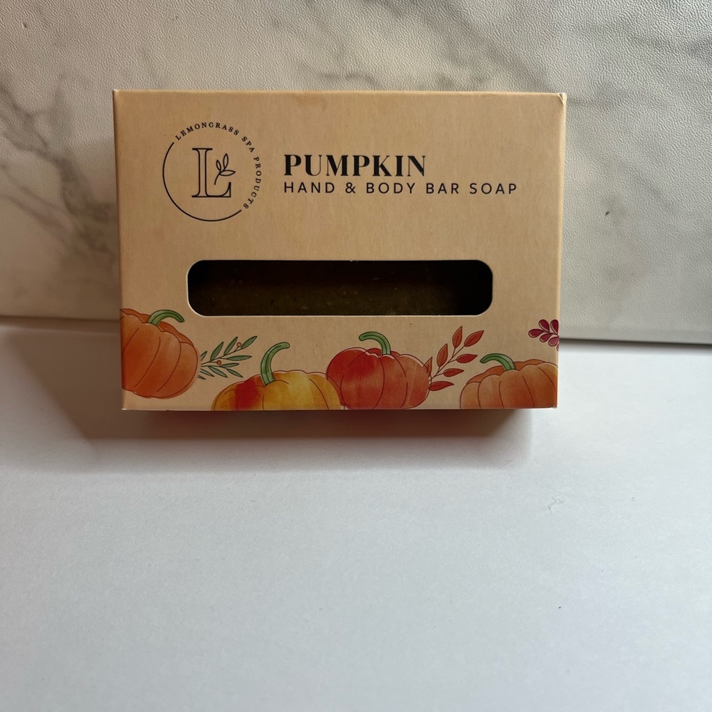Lemongrass spa pumpkin hand and body soap bar.